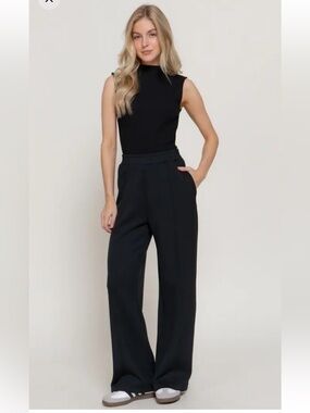 Active USA Black Wide Leg Pull-On Pants